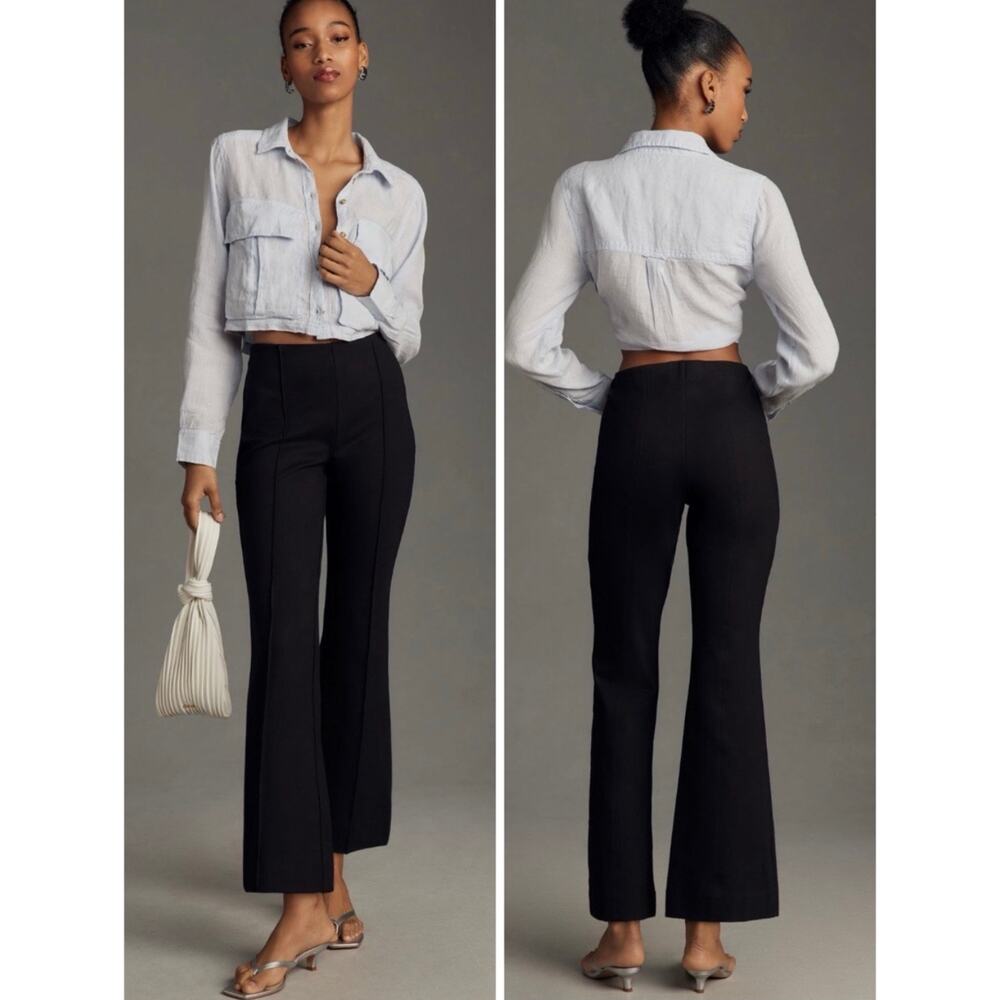 Maeve Anthropologie Margot Kick-Flare Pull On Cropped Stretch Dress Pants Large